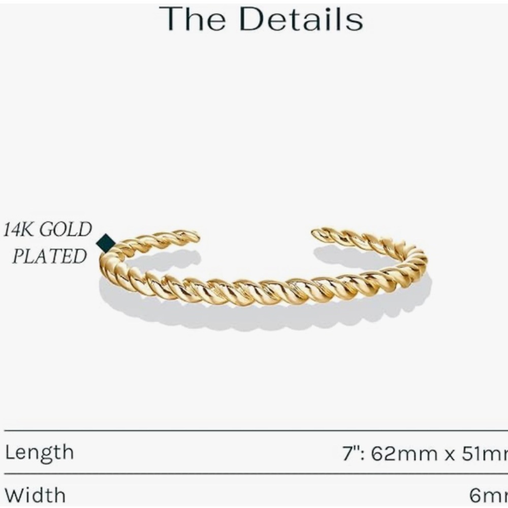 14K Gold Plated Twisted Chunky Bangle Cuff Bracelet Stackable Elegant Jewelry - Picture 3 of 11